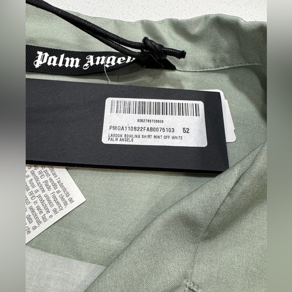 Palm Angels Mens Lagoon Bowling Shirt Mint Off White Size 52 (Large) MSRP $710 - Picture 7 of 12